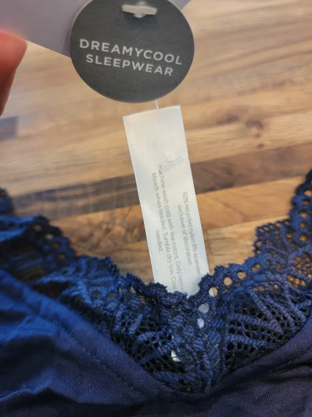 Sleep by Cacique Dreamycool Sleepwear Camisole Top Blue w Lace